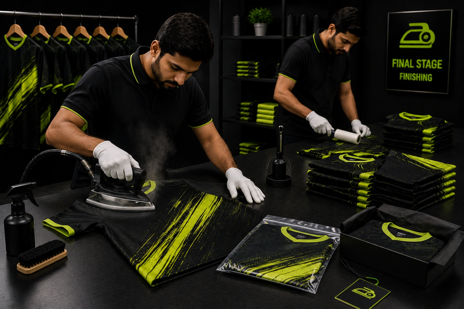 Sportswear finishing process at Elyvra Sports