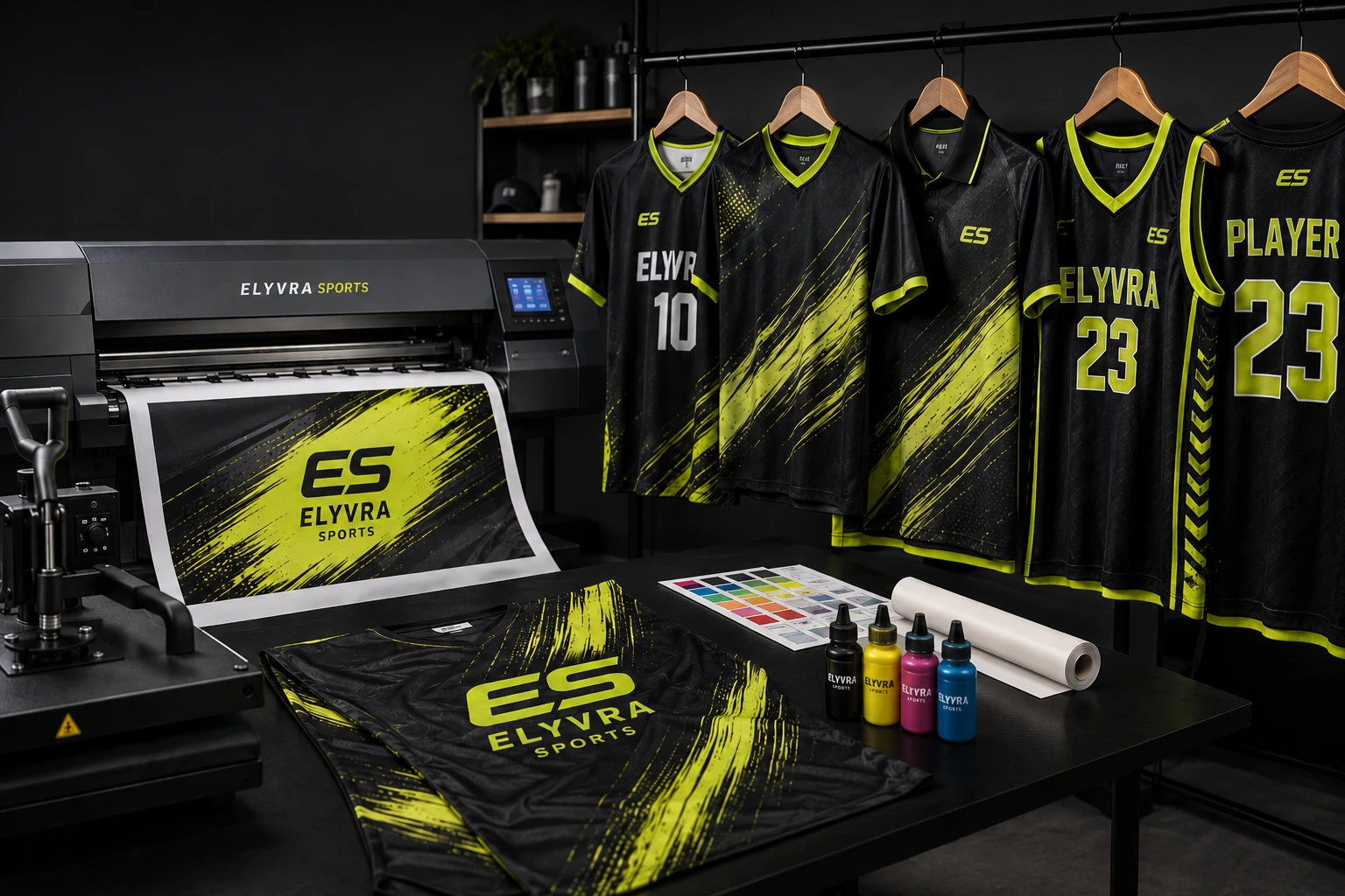 Sportswear printing and sublimation process at Elyvra Sports